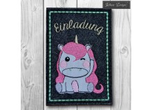 Stickdatei - ITH Postkarte Einhorn Einladung